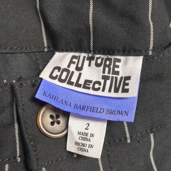 Future Collective x Kahlana Barfield Brown Pinstriped Pants Trouser Size 2 NWT - Picture 6 of 8